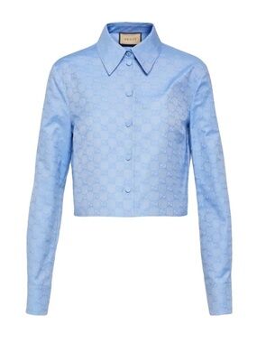 Gucci logo cropped button-down shirt